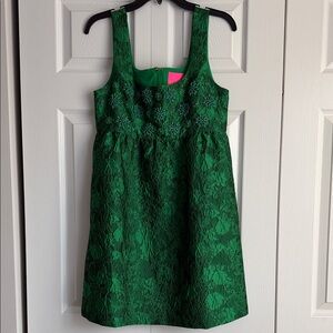 Lilly Pulitzer Green Floral Lace Sleeveless Dress